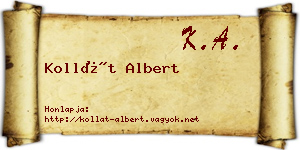 Kollát Albert névjegykártya